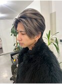 フェザーショートアップバングセンターパートメンズハイライト