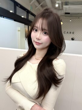 ケア 神戸(CARE) 韓国ワンホンヘア/前髪あり/顔周りカット/透明感カラー