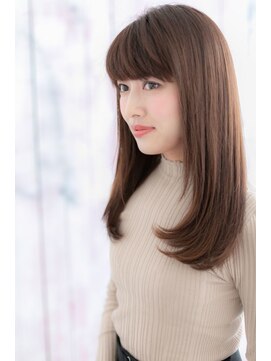 ミック ヘアアンドビューティー 大山店(miq  Hair&Beauty) 厚めバング×グラデーションカラーワンカールストレートb