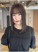 マロンベージュ/レイヤーカット/ワイドバング/マロンカラー