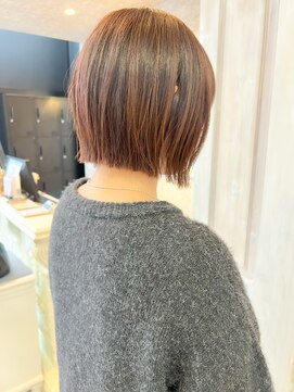 キャアリー(Caary) 福山市美容室Caary切りっぱなしボブオレンジブラウンカラー
