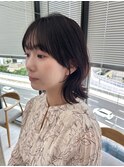 サイドバング/外ハネレイヤー/くびれヘア/ラベンダーカラー