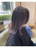 バレイヤージュ×イルミナカラー　若干シルバー寄りのベージュ