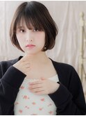 斜めバング暗髪ひし形小顔丸みショートボブa戸頭20代30代40代