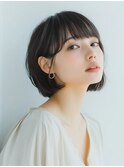 ショートボブ 10代20代 前髪あり 髪質改善ストレート 暗髪 艶髪