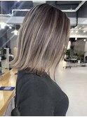 外はねボブハイライトボブくすみベージュ30代40代似合わせヘア