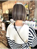 ハイライトカラー/切りっぱなしボブ/白髪ぼかし/20代30代40代