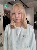 ダブルカラー＆ブリーチ/ブロンドベージュ/レイヤーカット