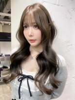 アルバム 池袋(ALBUM) レイヤーカット韓国セミロング前髪グレージュ_F21448