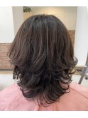 ウルフレイヤー/ゆる巻き/ラフウェーブ/流しバング
