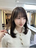 前髪あり韓国美髪エアリーロングピンクブラウン切りっぱなしボブ