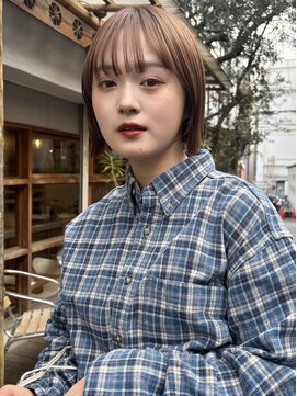 ラミエバイメルト 下北沢(lamie by melt) 顎上ボブミニボブ切りっぱなしボブぷつっとボブ暖色カラー下北沢