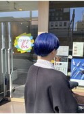 インナーカラー艶髪ネイビーグレーアッシュブラック大人美人