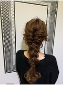 ヘアセット編み下ろしパーティーヘアアレンジヘア三つ編み