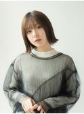 20代30代40代外ハネアッシュブラウン切りっぱなしボブ