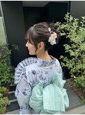 浴衣ヘア　浴衣ヘアセット　アップヘア　高めアップ