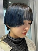 ミニボブ　デザインカラー　ブルーカラー　ネイビーカラー