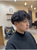 波ウェーブパーマメンズカット眉毛刈り上げ