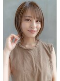 20代30代大人かわいい斜めバンググレージュカラー小顔くびれ暗髪