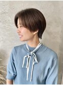 アッシュベージュな丸みショート