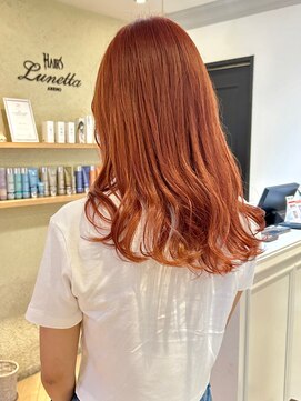 ヘアーズルネッタアベノ(HAIR'S Lunetta abeno) ロング×オレンジカラー【HAIR'S Lunetta 井上】
