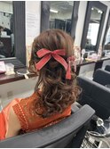 二次会ゆるふわリボンヘアアレンジ