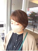 オン眉ショートボブ大人3Dカラーベージュブラウン