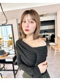 ホワイトグレージュミニウルフデジタルパーマチェリーブラウン