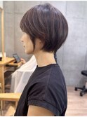 Say.ショートボブブルーカラーミニウルフデジタルパーマ表参道