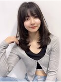 韓国レイヤーロング美髪グレージュアッシュインナーグレージュ