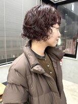 テトヘアー(teto hair)&nbsp;ミニボブパーマ　くるくる　レッドオレンジ　ショート20代30代
