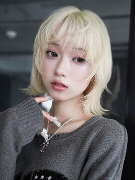 アルバム 池袋(ALBUM) ウルフレイヤー前髪カットブリーチホワイトベージュ_F0840