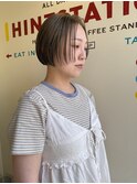 〈浅草 半個室〉ミニフィットボブ×ブリーチなし透明感カラー