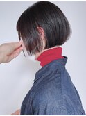 【morio 原宿】大人可愛い　黒髪ミニボブ　耳かけ切りっぱなし