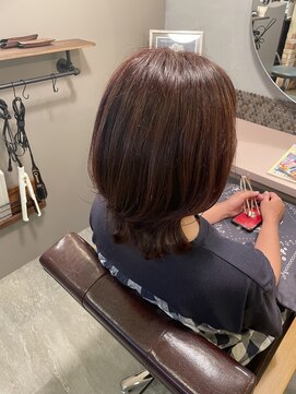 ヘアメイクエコー hair make echo レイヤーカット&ピンクブラウンカラー