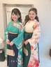 ２人で来店☆袴の着付けとヘアセット