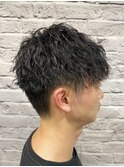 メンズ/ショート/ツイスパ/マッシュ/パーマ/ツーブロック/黒髪