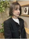 ボブ/ぱつっとボブ/顔周りレイヤー/オリーブベージュ