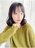 透け感バング×韓国風ヨシンモリゆるカール