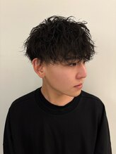 アジトフォーメン(Ajito for men) 波巻きパーマ 前下りマッシュショート メンズ