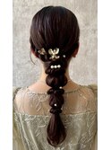 結婚式お呼ばれ編みおろし／ヘアセット/編み込み/アレンジ