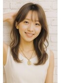 韓国風　シースールバング　ロングレイヤー
