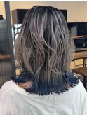 グレーパールのシャドールーツにブルーのエンドカラー