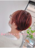 ピンクオレンジのショート