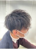 ダークアッシュニュアンスパーマ刈り上げショートマッシュ所沢