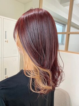 フレイムス ヘアアンドリラックス 赤羽店(Frames hair&relax) インナーカラー/ピンクブラウン×オレンジベージュ