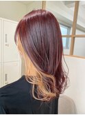 インナーカラー/ピンクブラウン×オレンジベージュ
