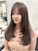韓国ヘアーハッシュカットレイヤーカットグレージュブリーチ無し