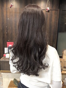 リノナ(Linona) ロングショートワンカールパーマカーキグレージュ前髪錦糸町