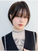 くびれヘア/アプリコットオレンジ/ショートボブ/原宿